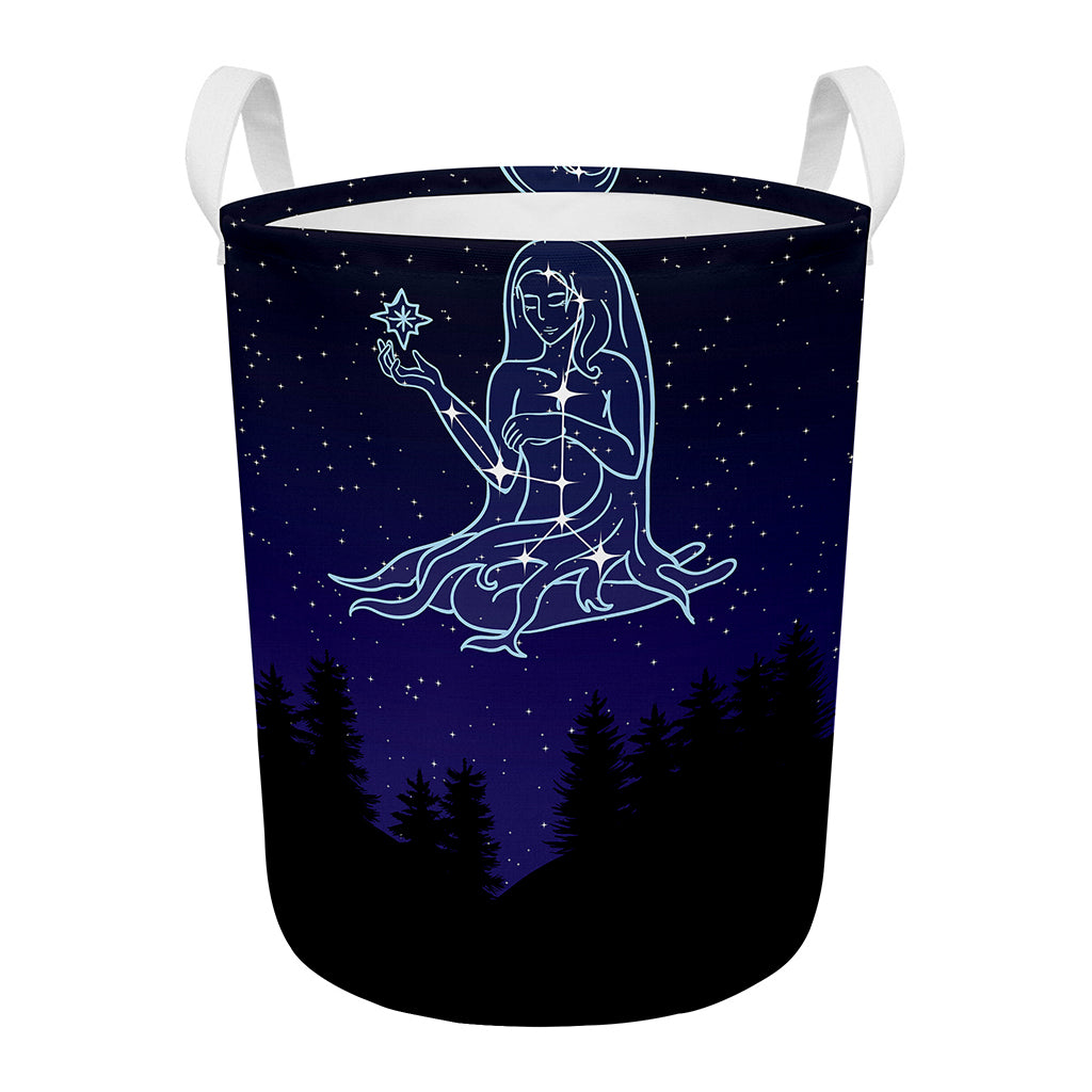 Virgo Constellation Print Round Laundry Basket