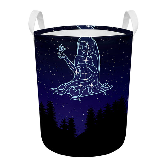 Virgo Constellation Print Round Laundry Basket