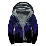 Virgo Constellation Print Sherpa Lined Zip Up Hoodie