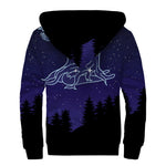 Virgo Constellation Print Sherpa Lined Zip Up Hoodie