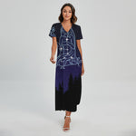 Virgo Constellation Print Short Sleeve Maxi Dress