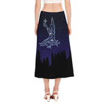 Virgo Constellation Print Side Slit Midi Skirt