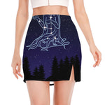 Virgo Constellation Print Side Slit Mini Skirt