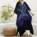Virgo Constellation Print Silk V-Neck Kaftan Dress