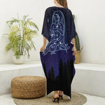 Virgo Constellation Print Silk V-Neck Kaftan Dress
