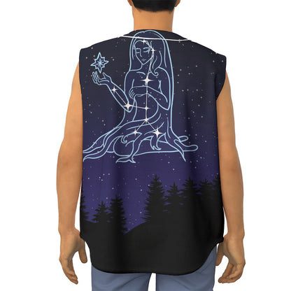 Virgo Constellation Print Sleeveless Baseball Jersey