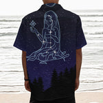 Virgo Constellation Print Textured Short Sleeve Shirt
