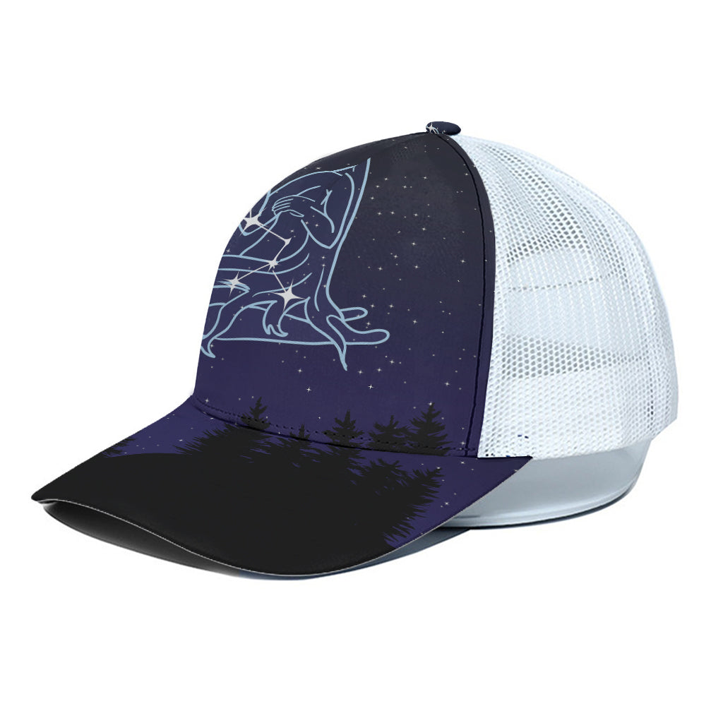 Virgo Constellation Print White Mesh Trucker Cap