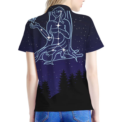Virgo Constellation Print Women's Polo Shirt