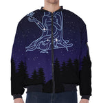 Virgo Constellation Print Zip Sleeve Bomber Jacket