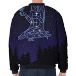 Virgo Constellation Print Zip Sleeve Bomber Jacket
