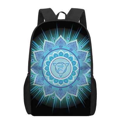 Vishuddha Chakra Mandala Print 17 Inch Backpack