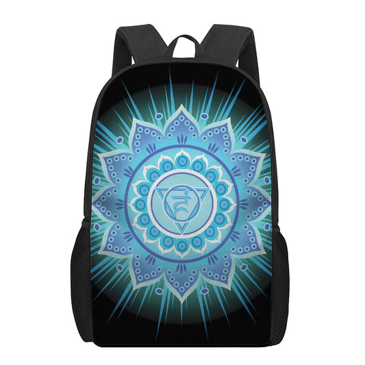 Vishuddha Chakra Mandala Print 17 Inch Backpack