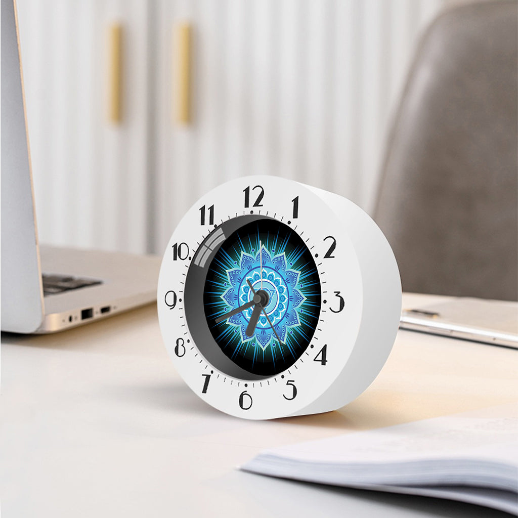 Vishuddha Chakra Mandala Print Alarm Clock