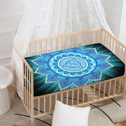 Vishuddha Chakra Mandala Print Baby Crib Sheet