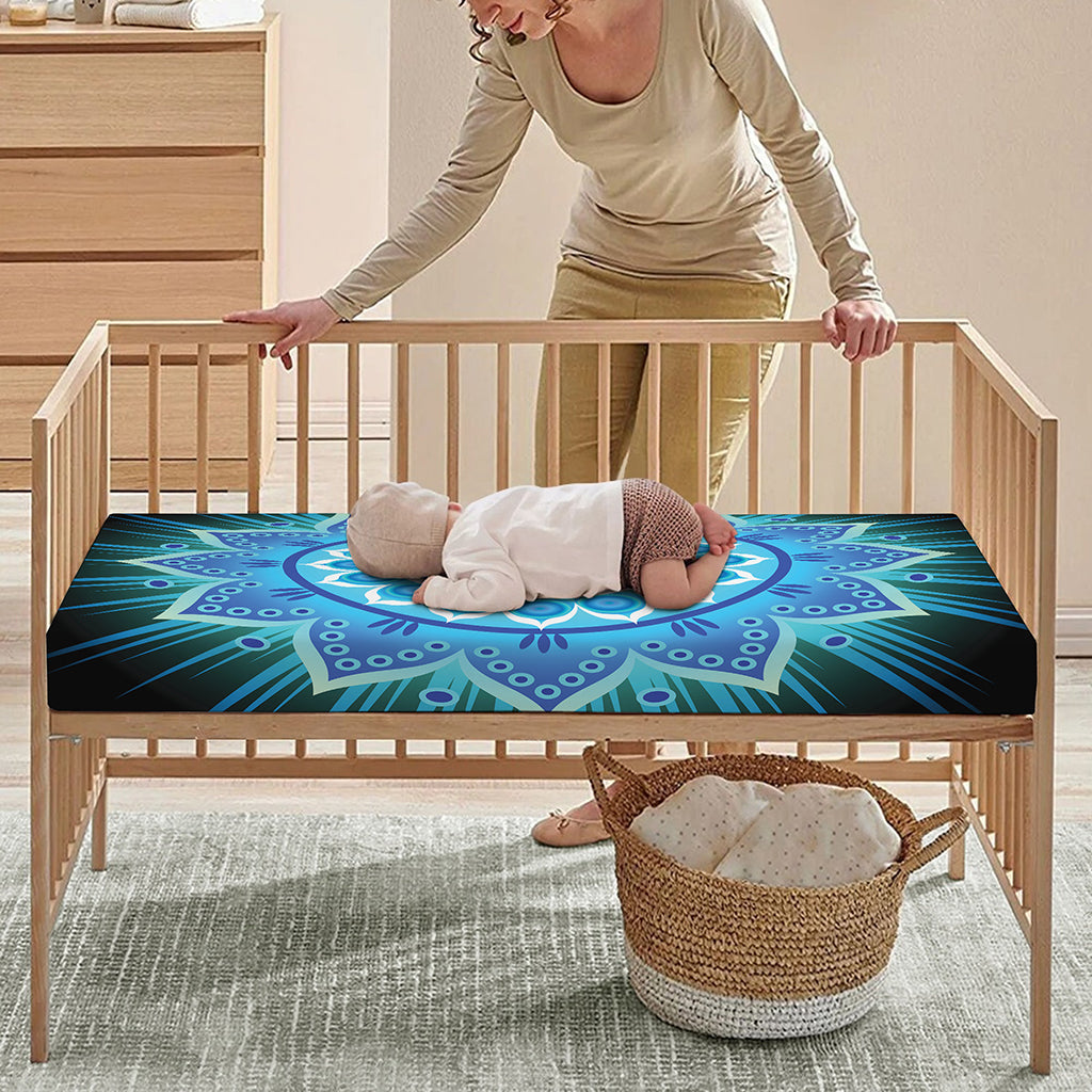 Vishuddha Chakra Mandala Print Baby Crib Sheet