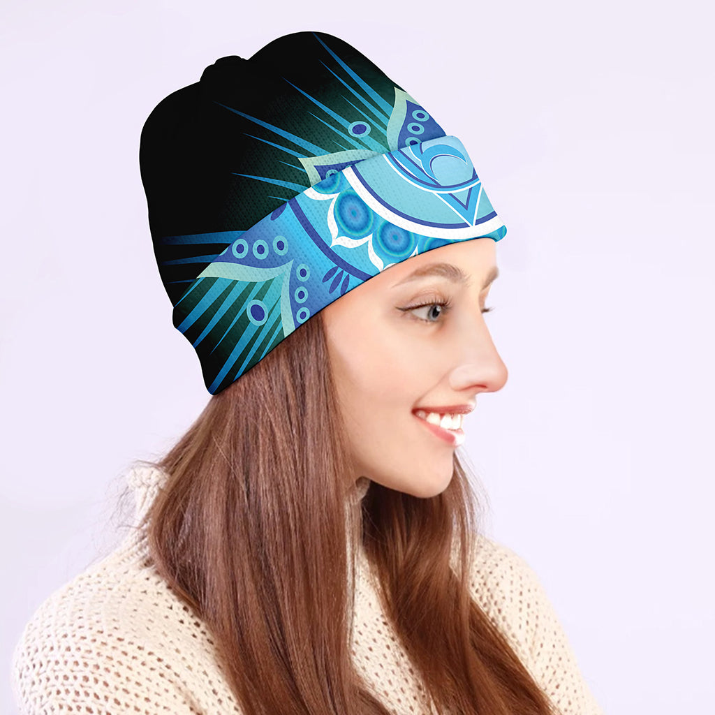 Vishuddha Chakra Mandala Print Beanie