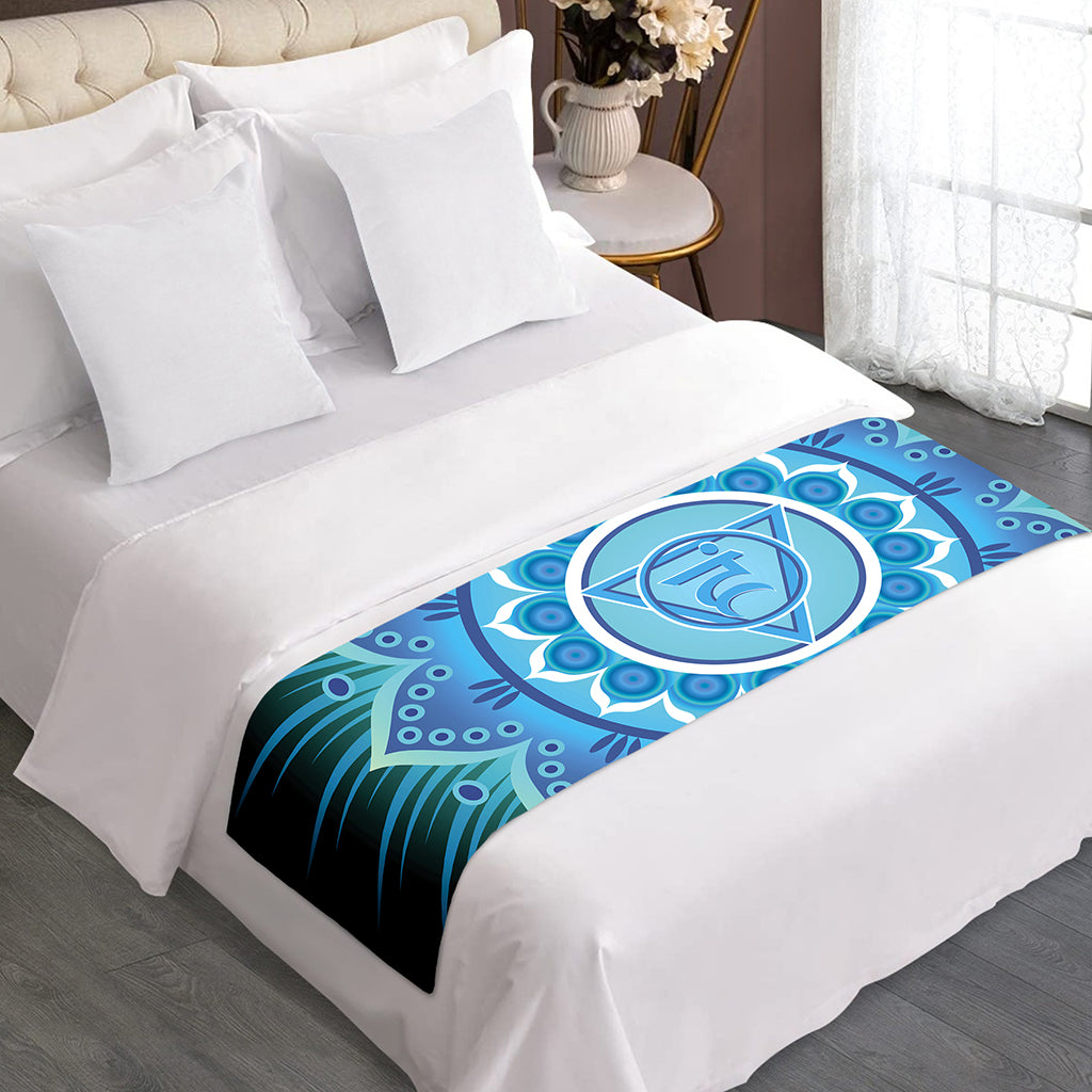 Vishuddha Chakra Mandala Print Bed Runner