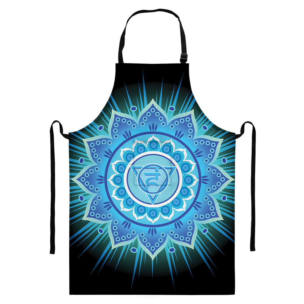 Vishuddha Chakra Mandala Print Bib Apron With Pocket