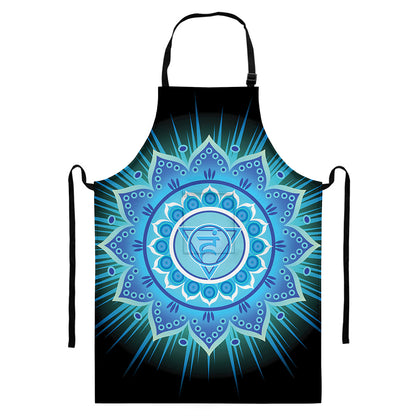 Vishuddha Chakra Mandala Print Bib Apron With Pocket