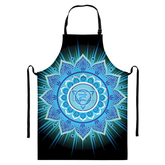 Vishuddha Chakra Mandala Print Bib Apron With Pocket