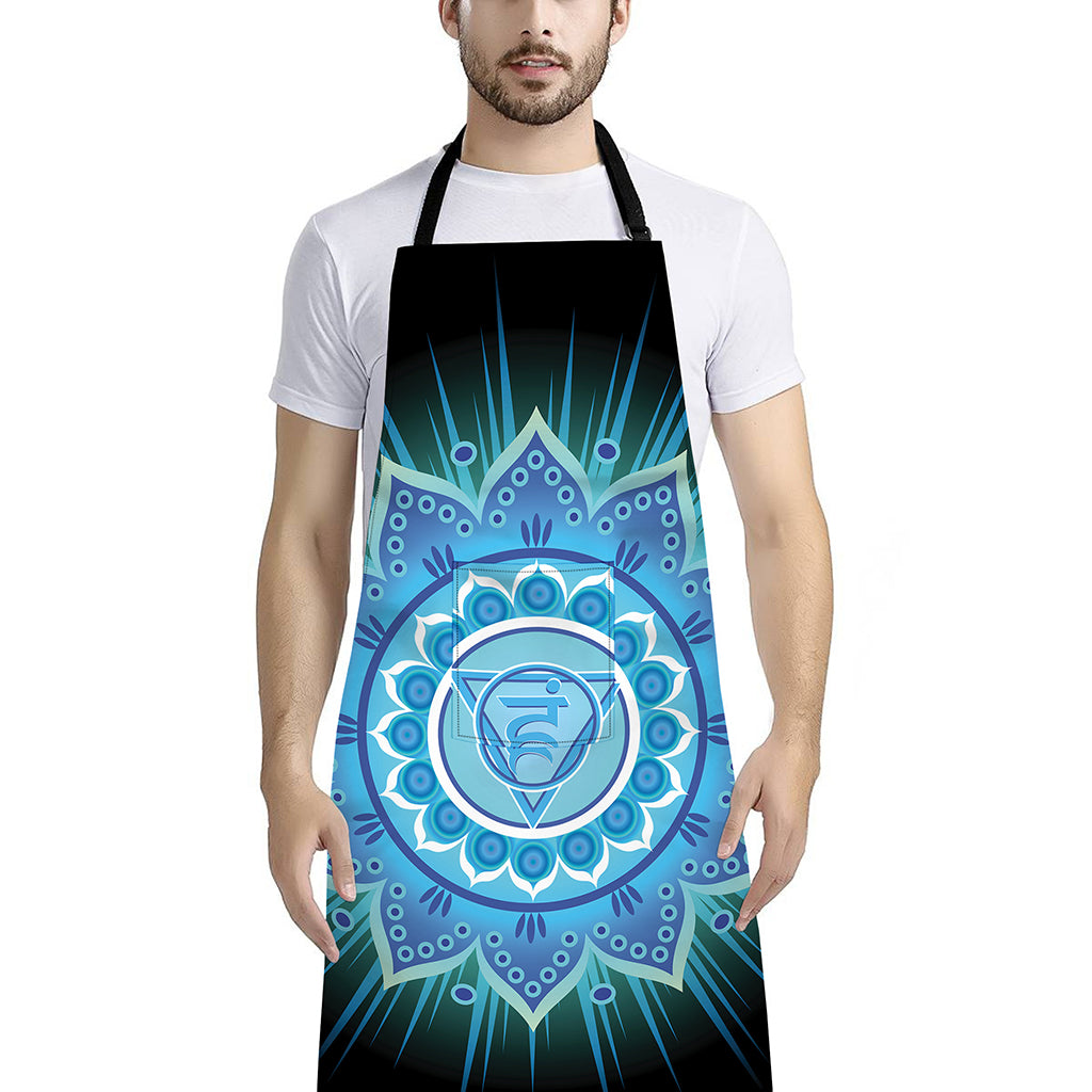 Vishuddha Chakra Mandala Print Bib Apron With Pocket