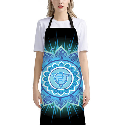 Vishuddha Chakra Mandala Print Bib Apron With Pocket