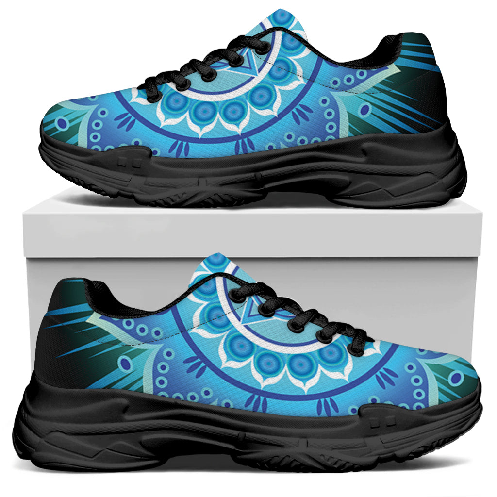 Vishuddha Chakra Mandala Print Black Chunky Shoes