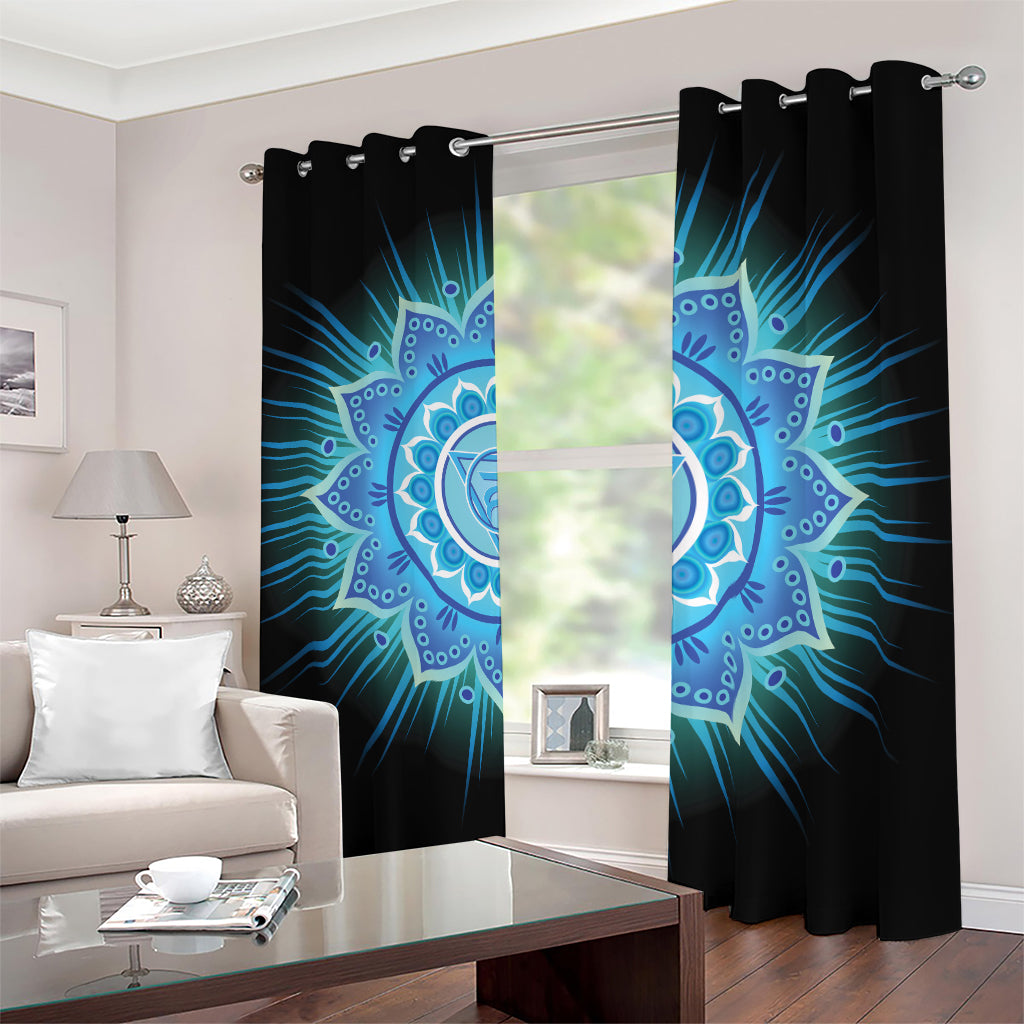 Vishuddha Chakra Mandala Print Blackout Grommet Curtains