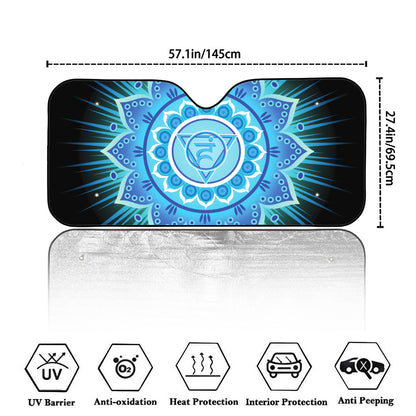 Vishuddha Chakra Mandala Print Car Windshield Sun Shade
