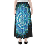 Vishuddha Chakra Mandala Print Chiffon Maxi Skirt