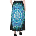 Vishuddha Chakra Mandala Print Chiffon Maxi Skirt