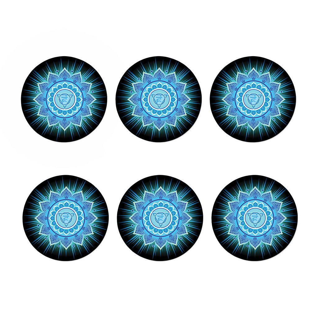 Vishuddha Chakra Mandala Print Coaster Set