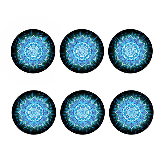 Vishuddha Chakra Mandala Print Coaster Set