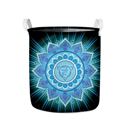Vishuddha Chakra Mandala Print Collapsible Laundry Basket