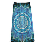 Vishuddha Chakra Mandala Print Cotton Front Slit Maxi Skirt