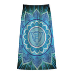 Vishuddha Chakra Mandala Print Cotton Front Slit Maxi Skirt