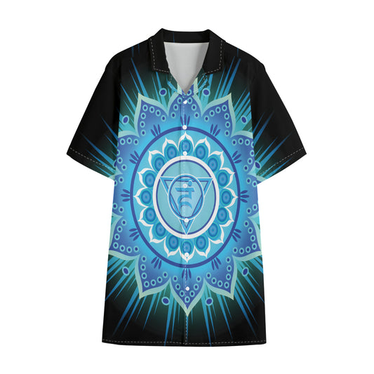 Vishuddha Chakra Mandala Print Cotton Hawaiian Shirt