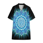 Vishuddha Chakra Mandala Print Cotton Hawaiian Shirt
