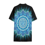Vishuddha Chakra Mandala Print Cotton Hawaiian Shirt