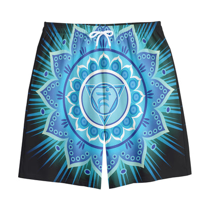 Vishuddha Chakra Mandala Print Cotton Shorts