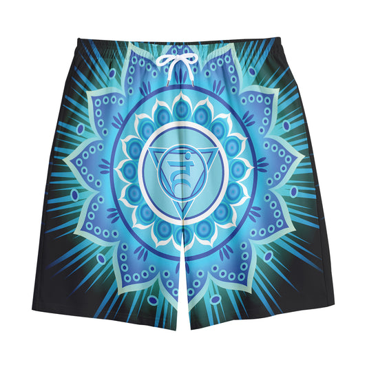 Vishuddha Chakra Mandala Print Cotton Shorts