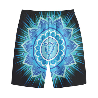 Vishuddha Chakra Mandala Print Cotton Shorts