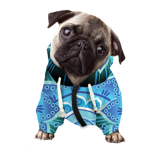 Vishuddha Chakra Mandala Print Dog Zip Up Hoodie