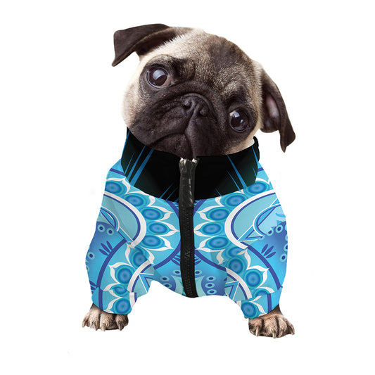Vishuddha Chakra Mandala Print Dog Zip Up Jacket