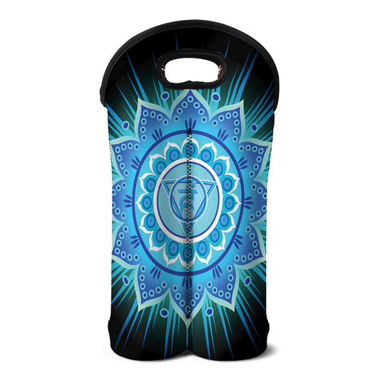 Vishuddha Chakra Mandala Print Double Neoprene Wine Tote