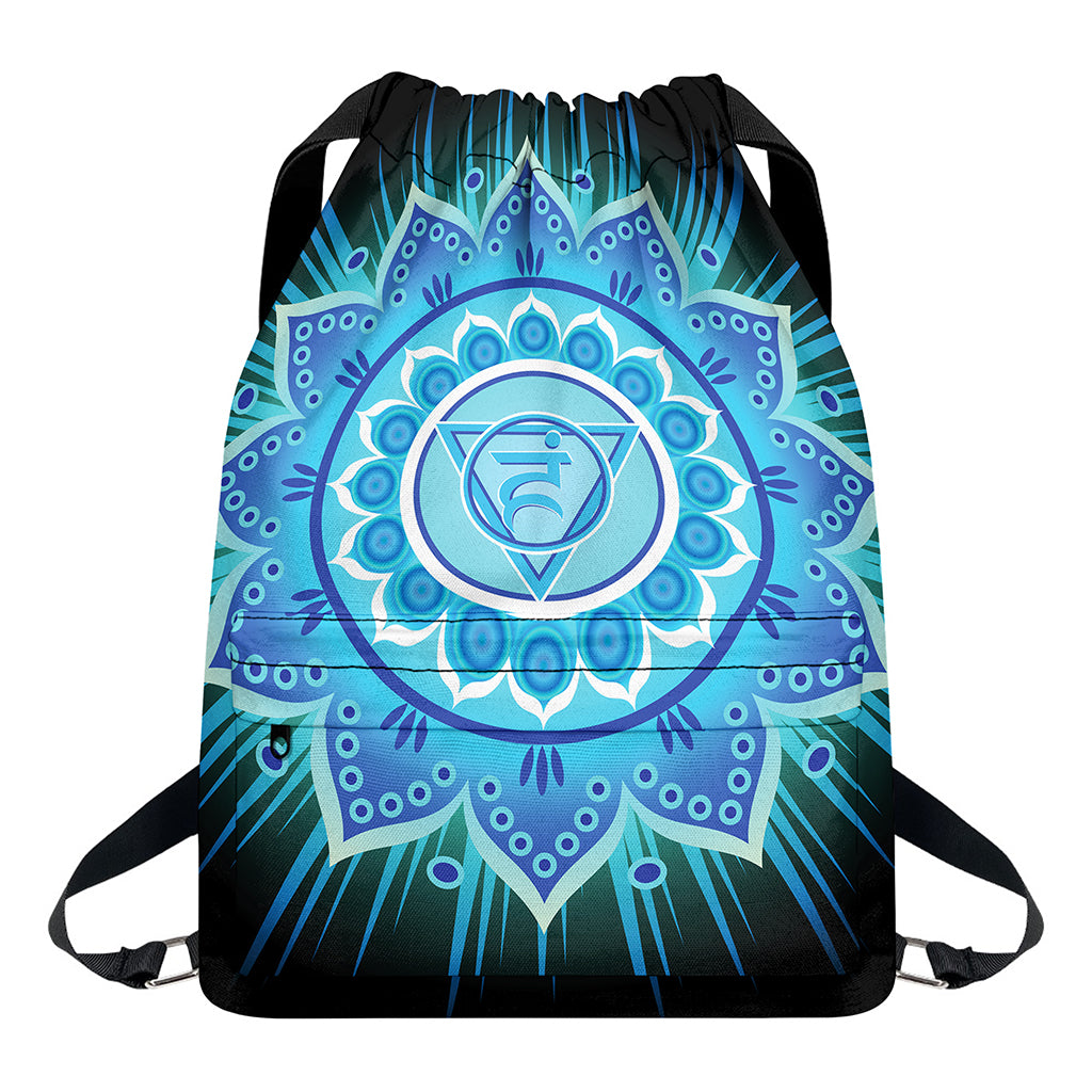 Vishuddha Chakra Mandala Print Drawstring Backpack