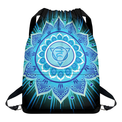 Vishuddha Chakra Mandala Print Drawstring Backpack