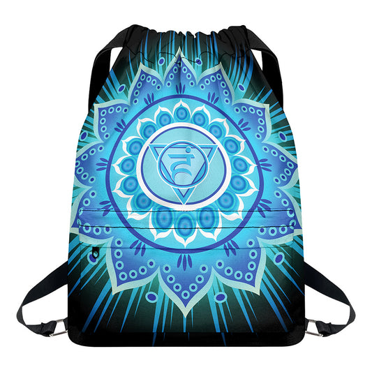 Vishuddha Chakra Mandala Print Drawstring Backpack