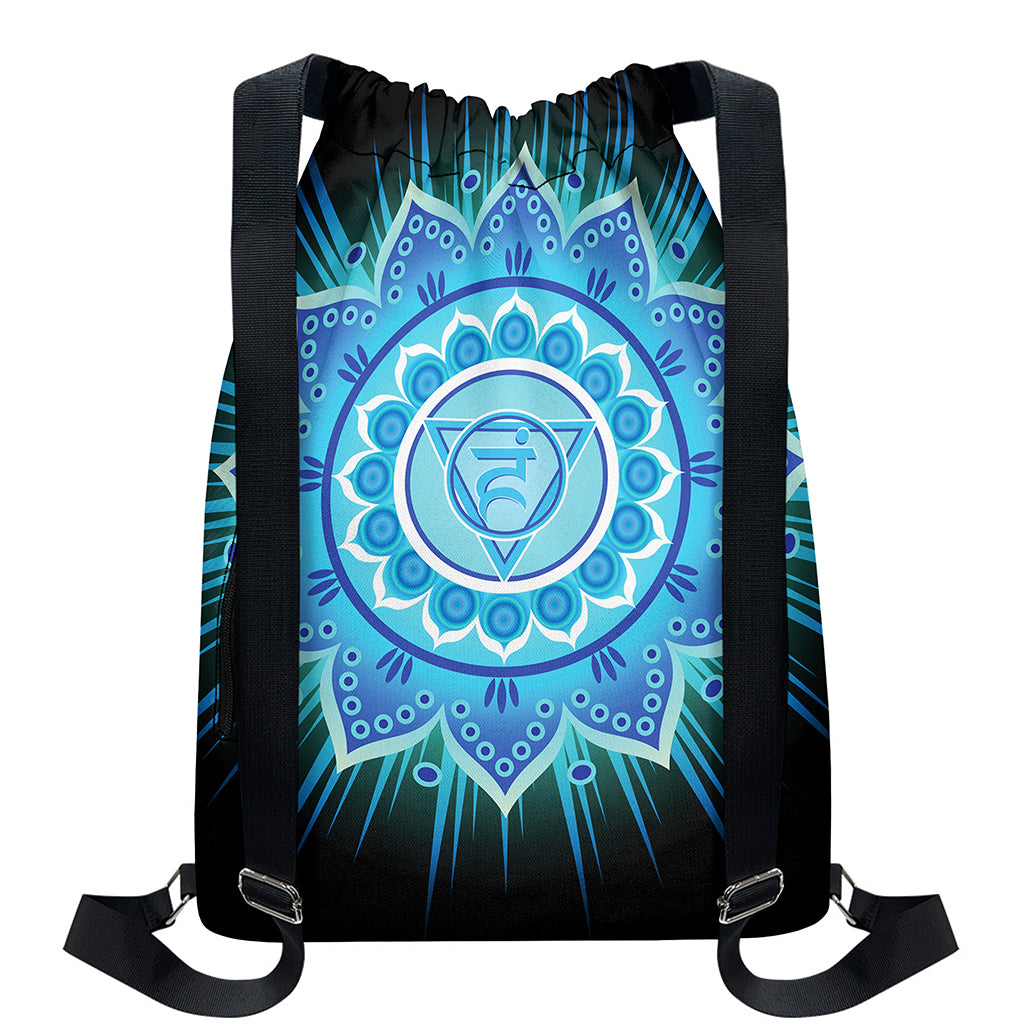 Vishuddha Chakra Mandala Print Drawstring Backpack